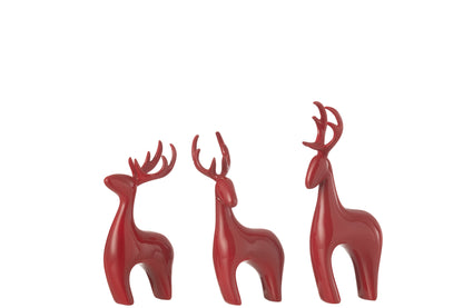 Set van 3 rendieren van hars met elektrolytisch rood plating.