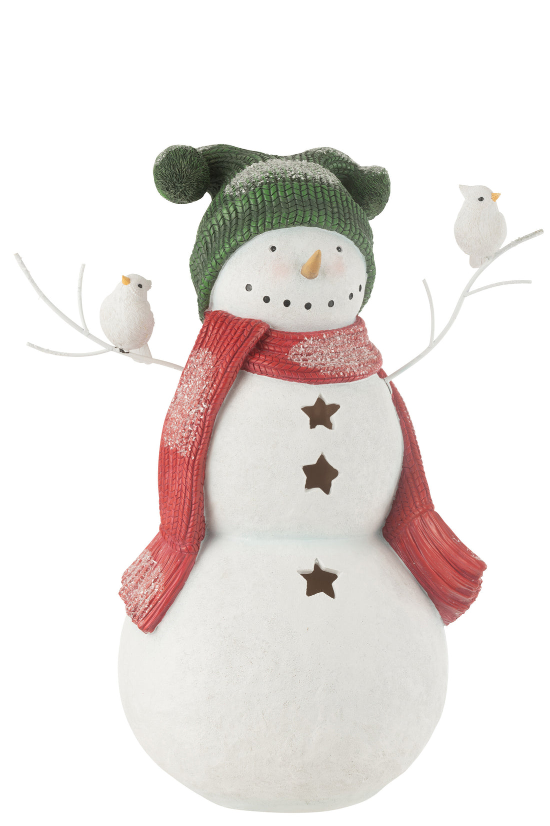 Sneeuwpop Led Vogels Hars Rood/Groen Groot