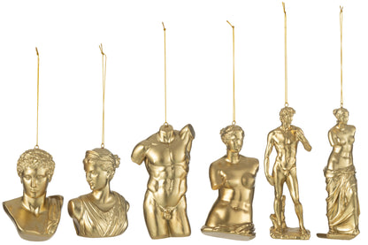 Doos van 6 hanger Romeins standbeeld hars goud