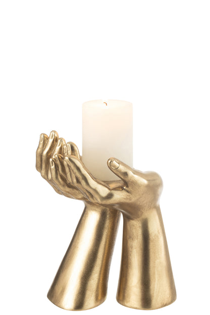 Kaarsenhouder Palmen Hars Goud