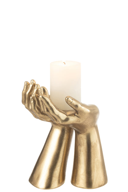 Kaarsenhouder Palmen Hars Goud