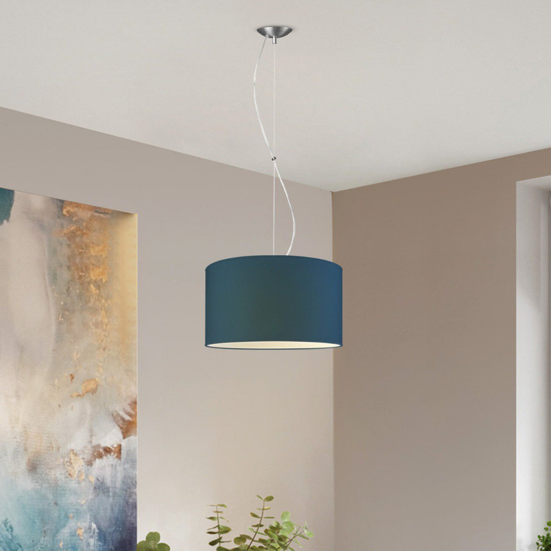 hanglamp Deluxe met lampenkap, E27, donkerblauw, 40cm