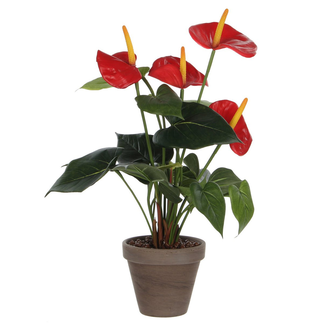 Anthurium Kunstplant in Bloempot Stan - H38 x Ø30 cm - Rood