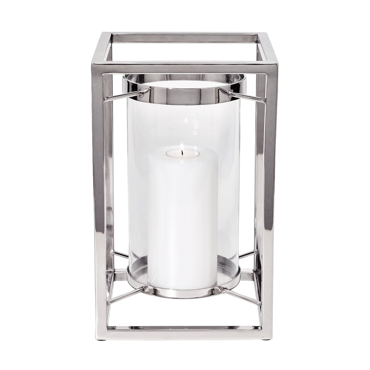 EDZARD Windlicht Banu, roestvrij staal, vernikkeld, met glas, hoogte 31 cm