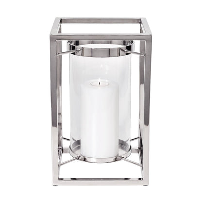 EDZARD Windlicht Banu, roestvrij staal, vernikkeld, met glas, hoogte 31 cm