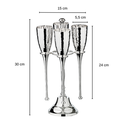 EDZARD set van 4 champagneglazen Didi met standaard, gehamerd, verzilverd, H 32 cm