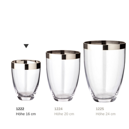 EDZARD Vaas Charlotte, mondgeblazen kristalglas met platina rand, hoogte 16 cm, diameter 12 cm
