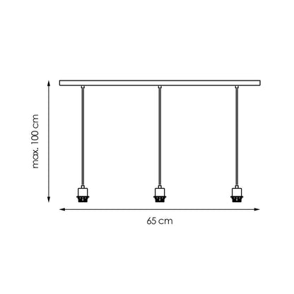 hanglamp Beam 3S 65/9.5/70-112.5cm - Geborsteld staal