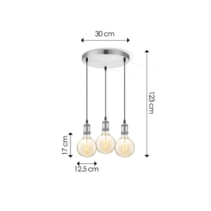 hanglamp chroom rond Spiraal 3L G260 dimbaar E27 amber