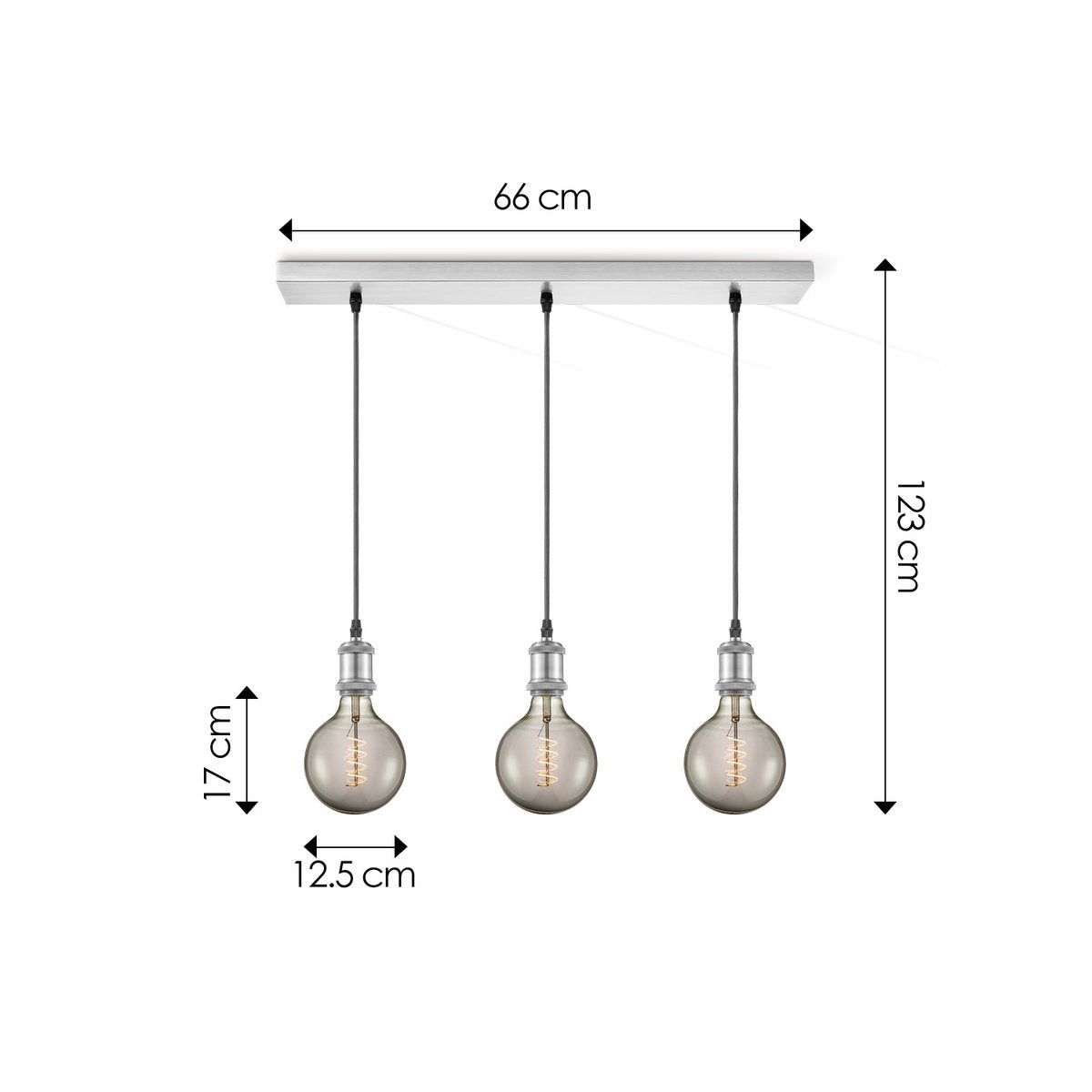 hanglamp chroom vintage Spiraal 3L G125 dimbaar rook