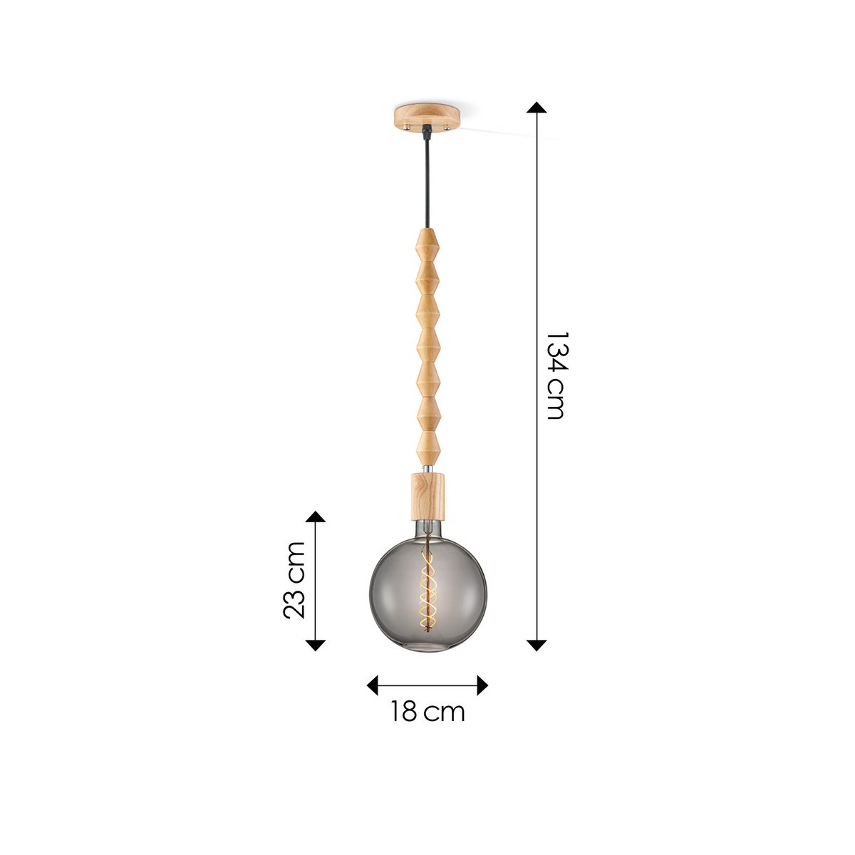 hanglamp Dana - LED G180 lamp - dimbaar E27 rook