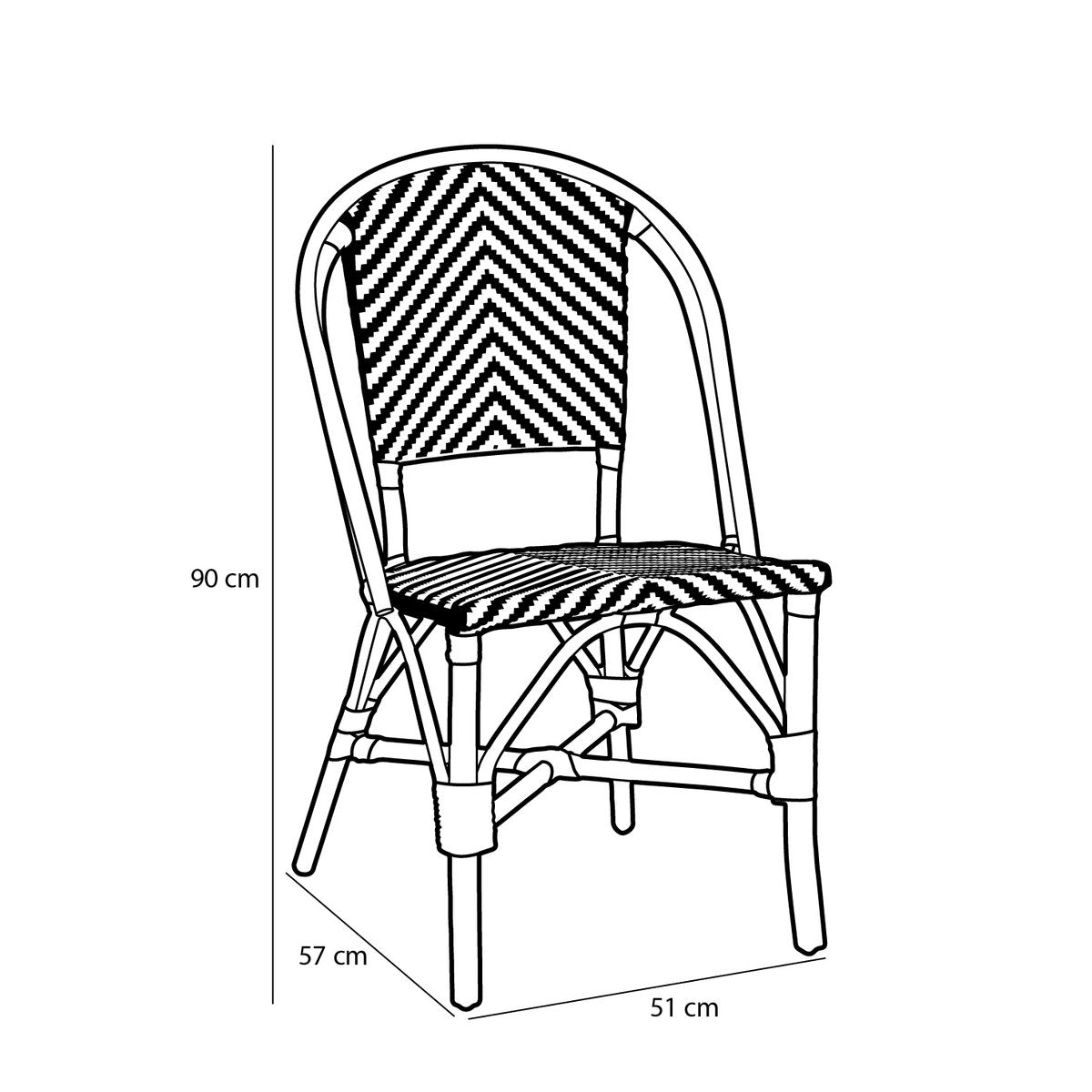 Mandox Bistrostoel - L51 x B57 x H90 cm - Rotan - Donkergroen, Wit