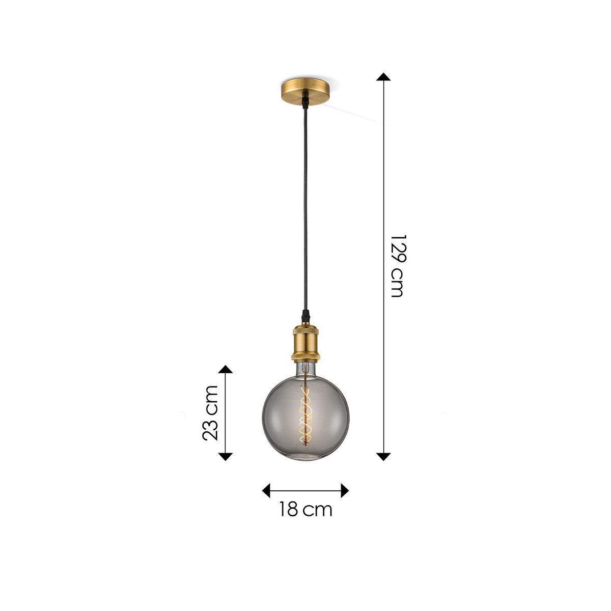 hanglamp brons vintage - G180 - dimbaar E27 rook