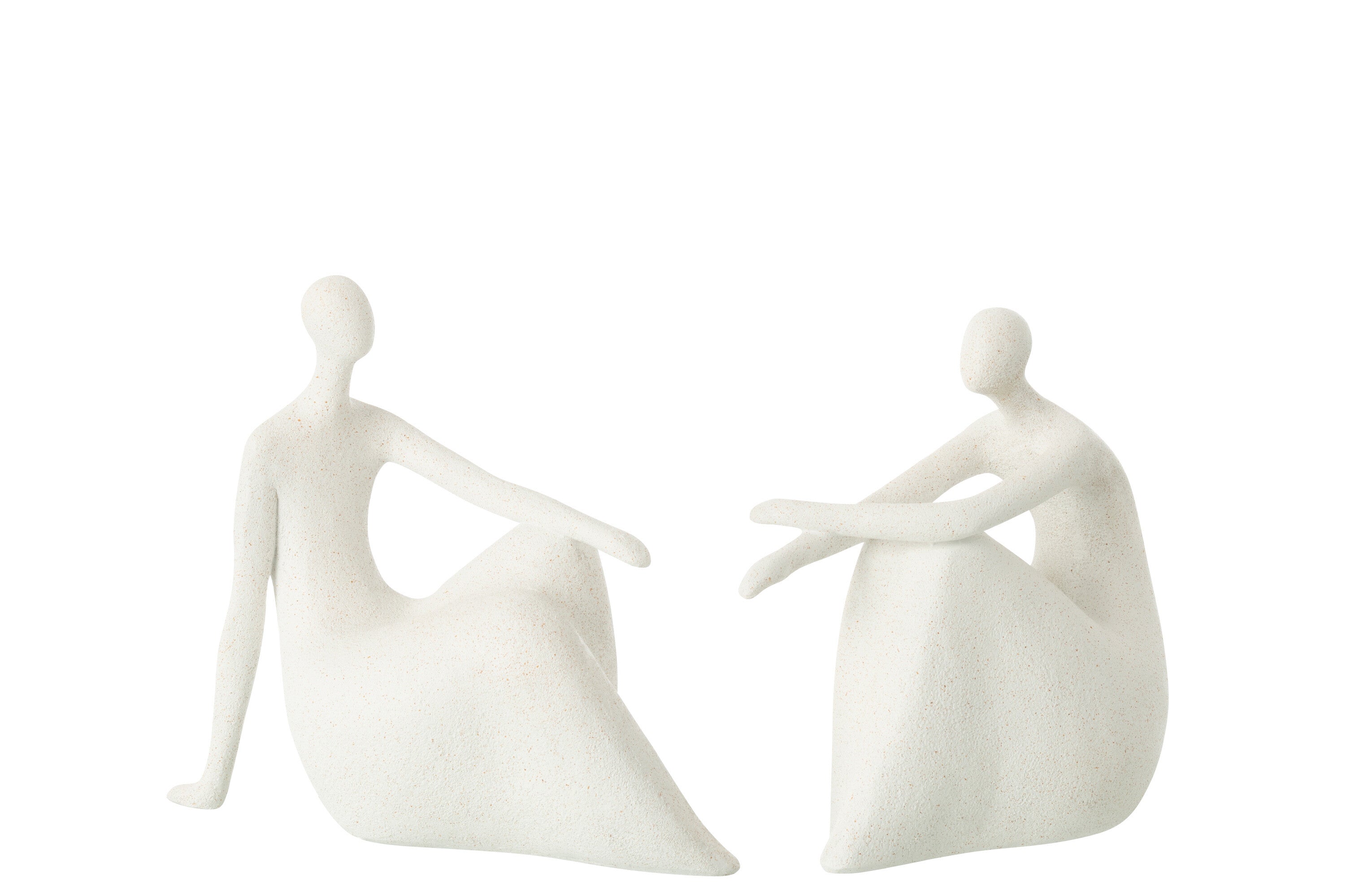 Set van 2 moderne zittende dames van mat wit hars