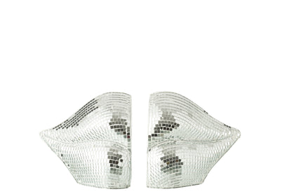 Set van 2 boekensteun lippen spiegelhars zilver