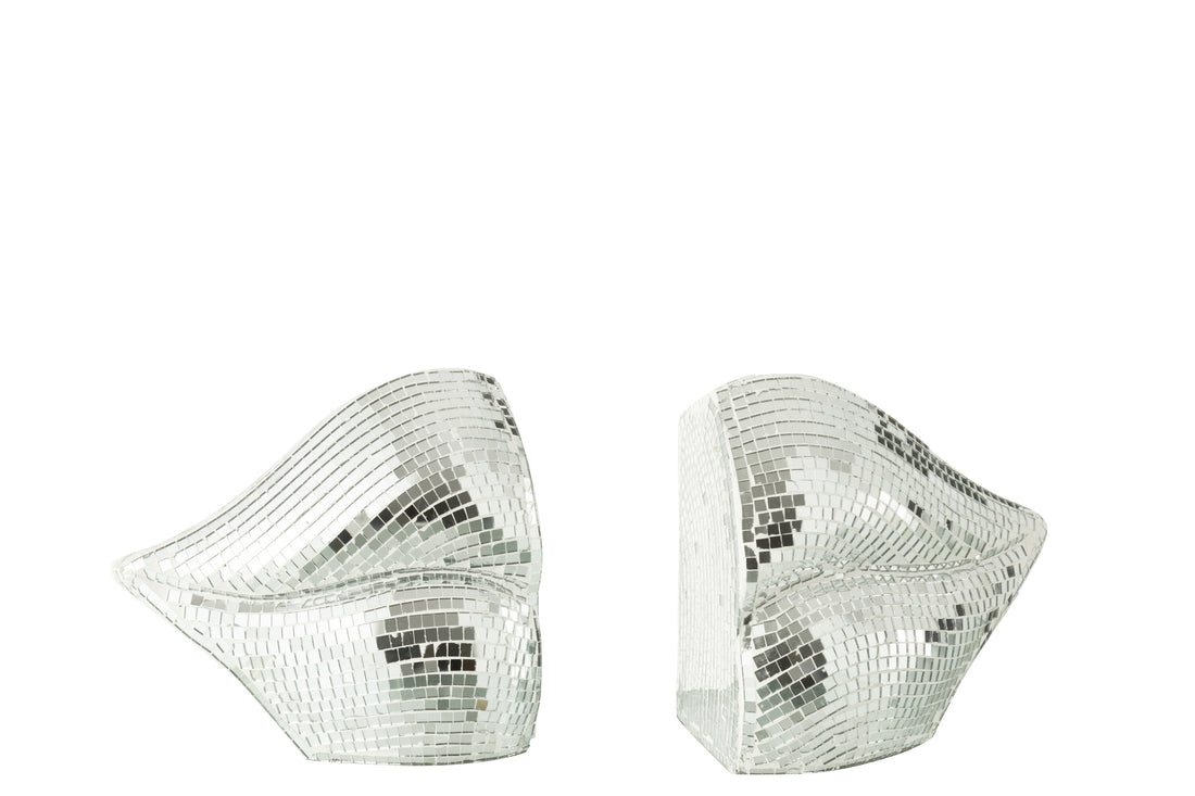 Set van 2 boekensteun lippen spiegelhars zilver