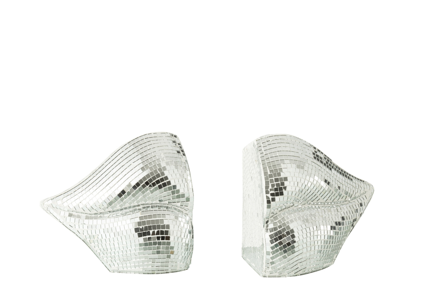 Set van 2 boekensteun lippen spiegelhars zilver