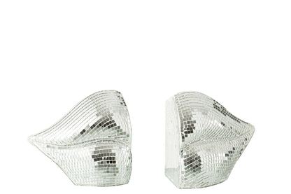 Set van 2 boekensteun lippen spiegelhars zilver