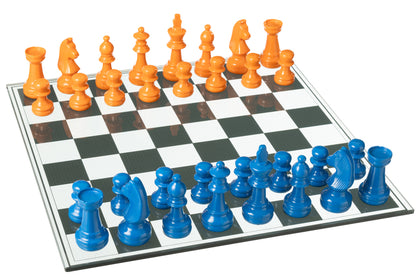 Schaakspel Dieren Hars Blauw/Oranje