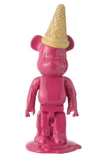 IJsbeer hoorntje van hars in fuchsia