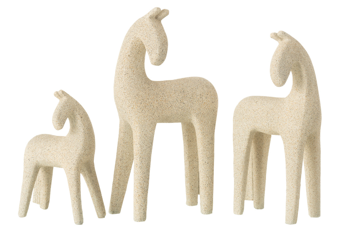 Set van 3 moderne paarden van hars in beige