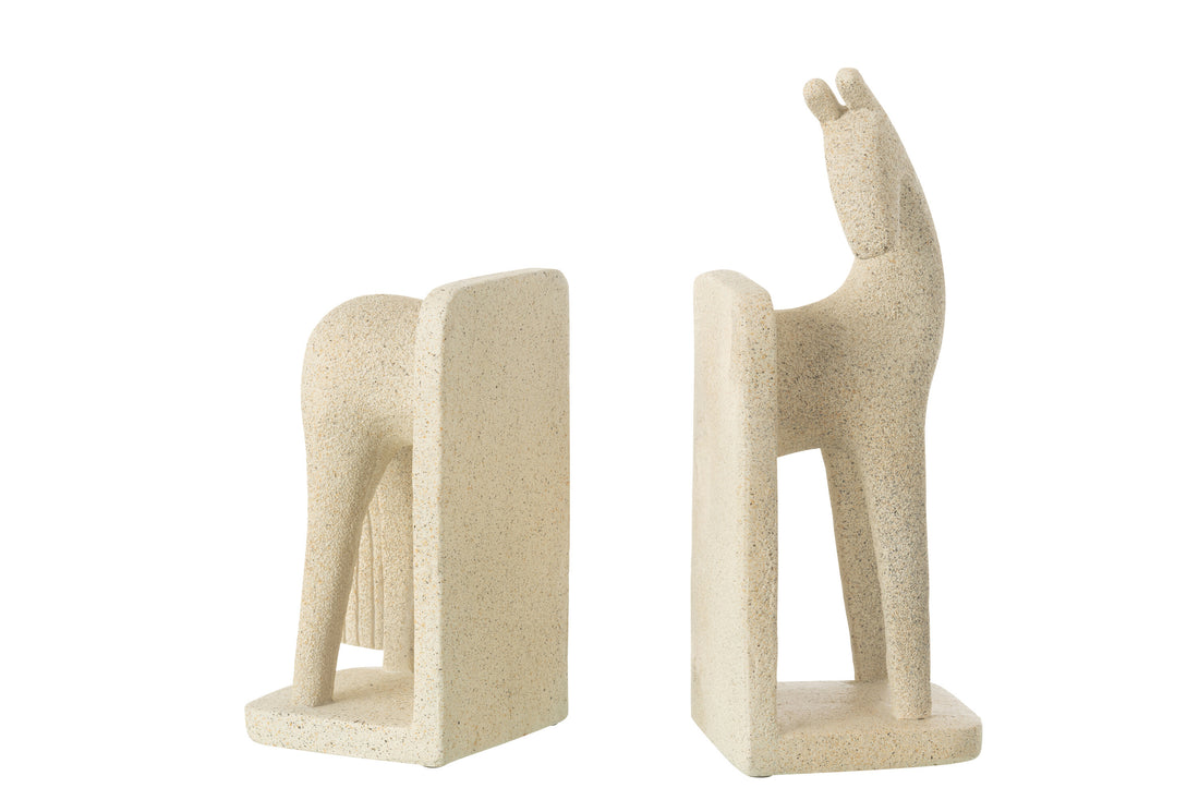 Set van 2 boekensteunen Paard Modern Resin Beige