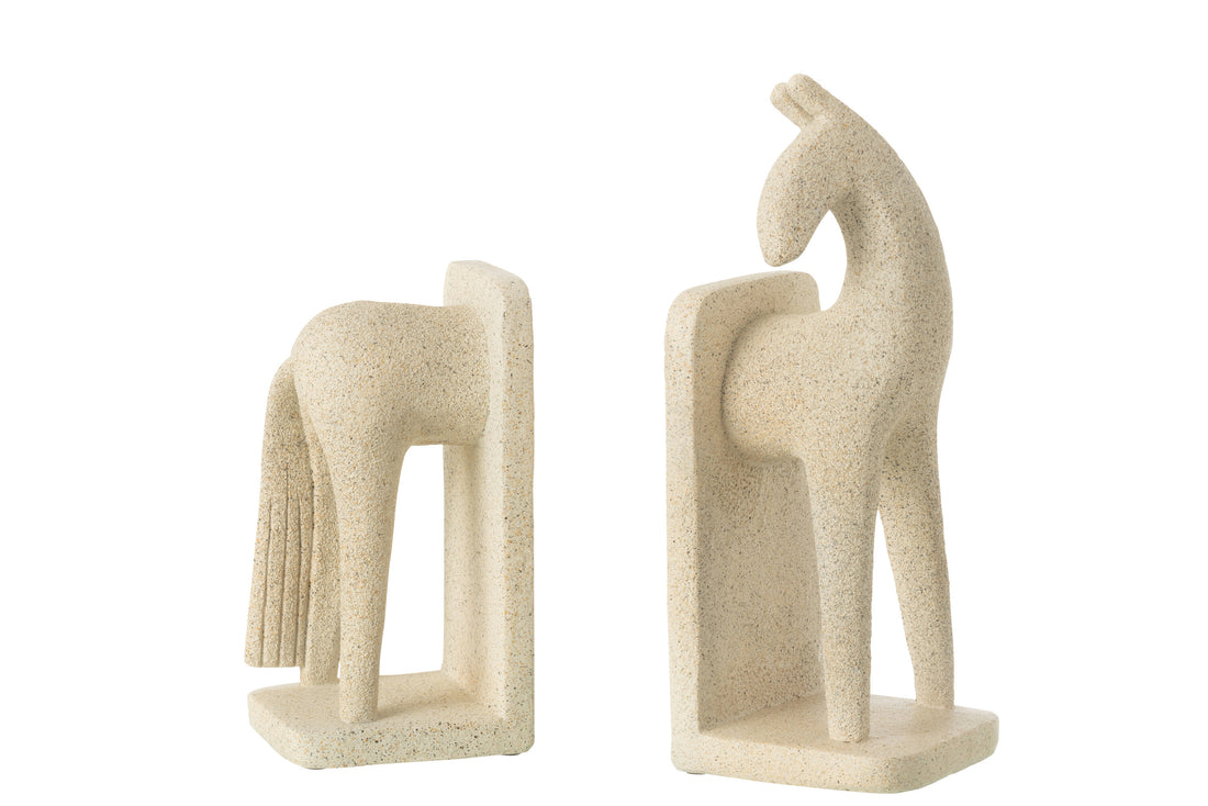 Set van 2 boekensteunen Paard Modern Resin Beige