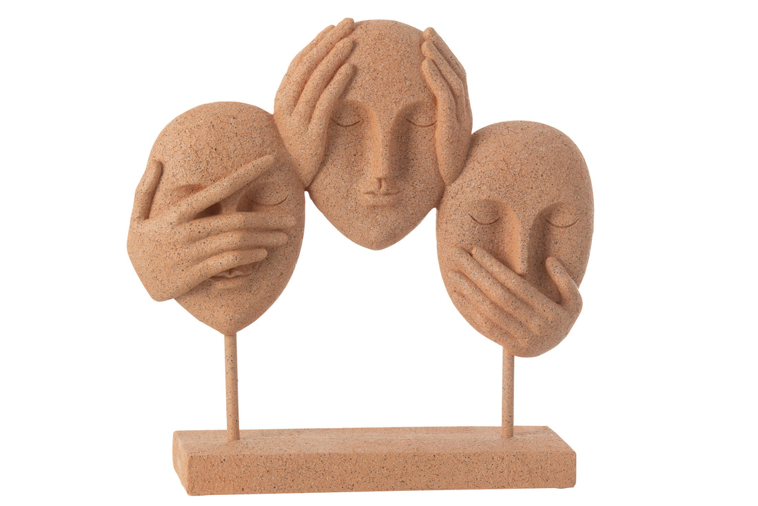 Gezicht Zien/Horen/Spreken Op Standbeeld Hars Terra