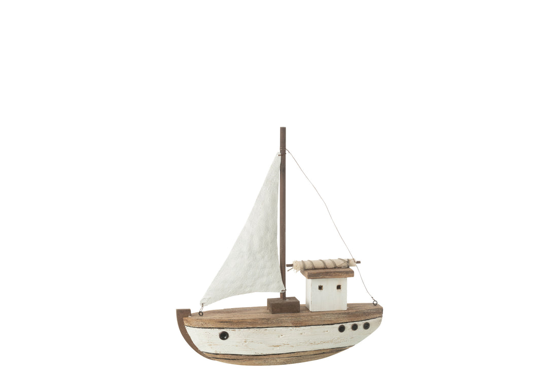 Boot 1 Zeil Paulownia Hout Natuurlijk/Wit Klein