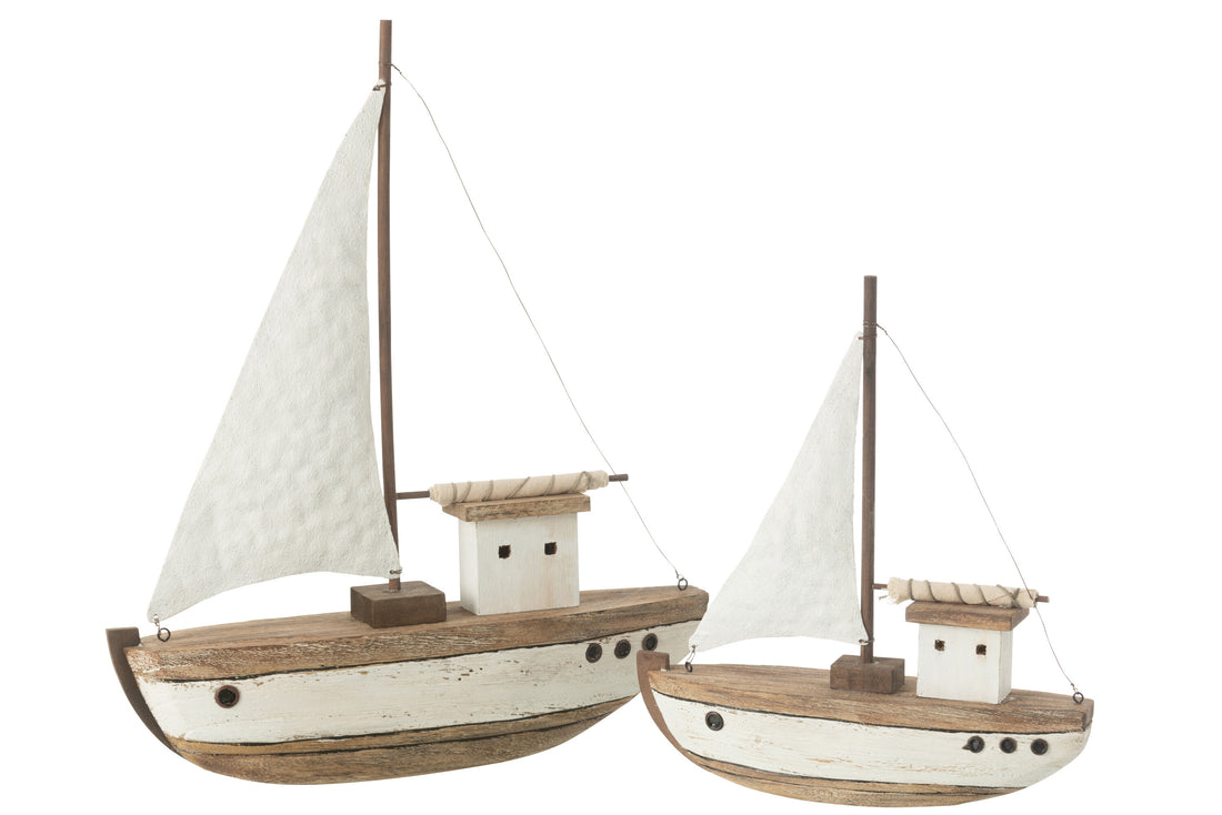 Boot 1 Zeil Paulownia Hout Natuurlijk/Wit Groot