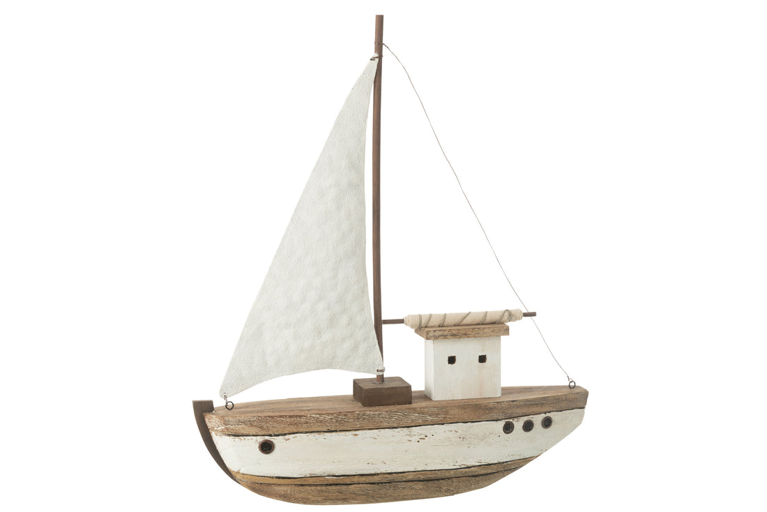 Boot 1 Zeil Paulownia Hout Natuurlijk/Wit Groot