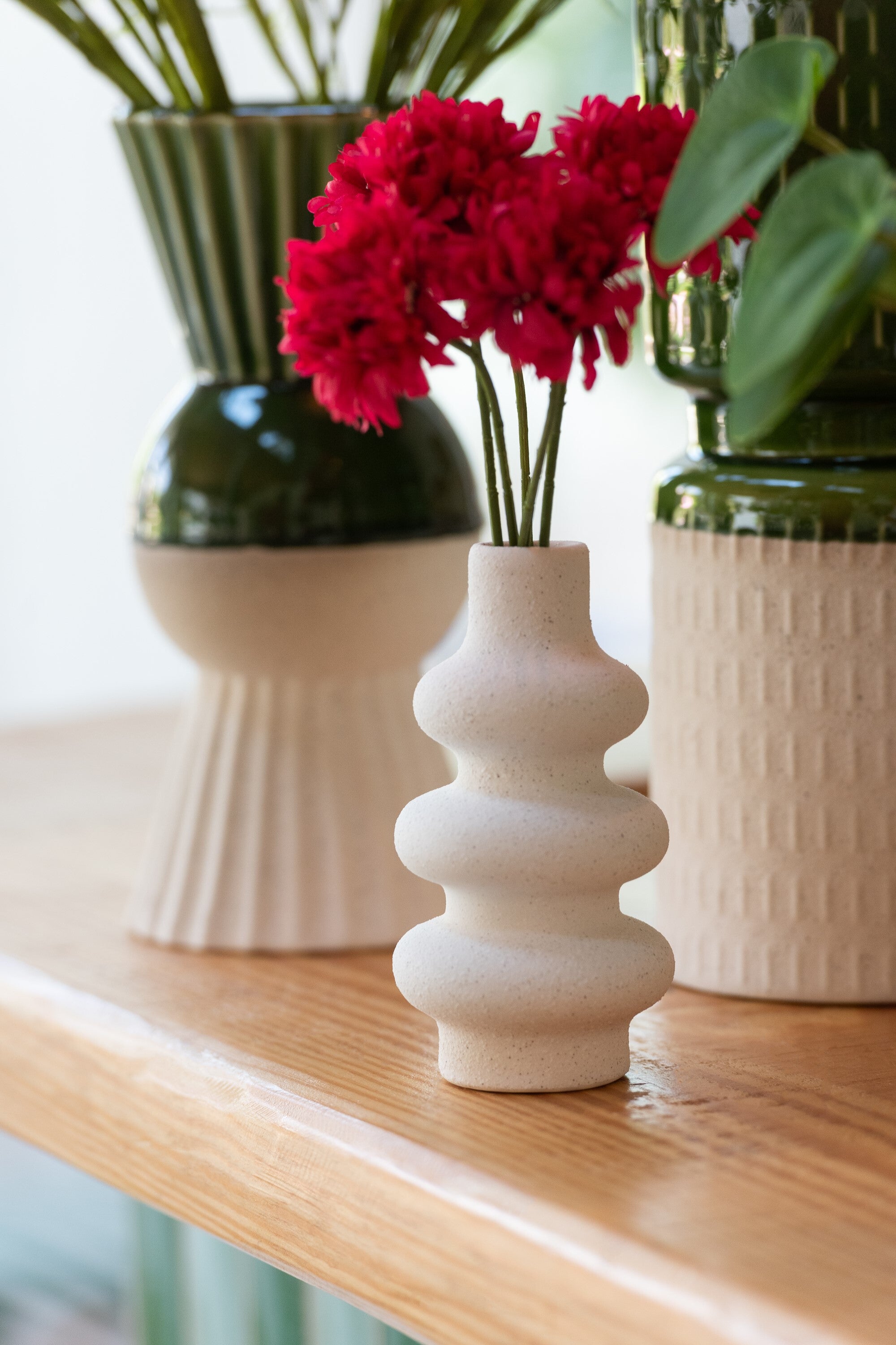 Vaas Boeien Porselein Groen/Wit Assortiment Van 2