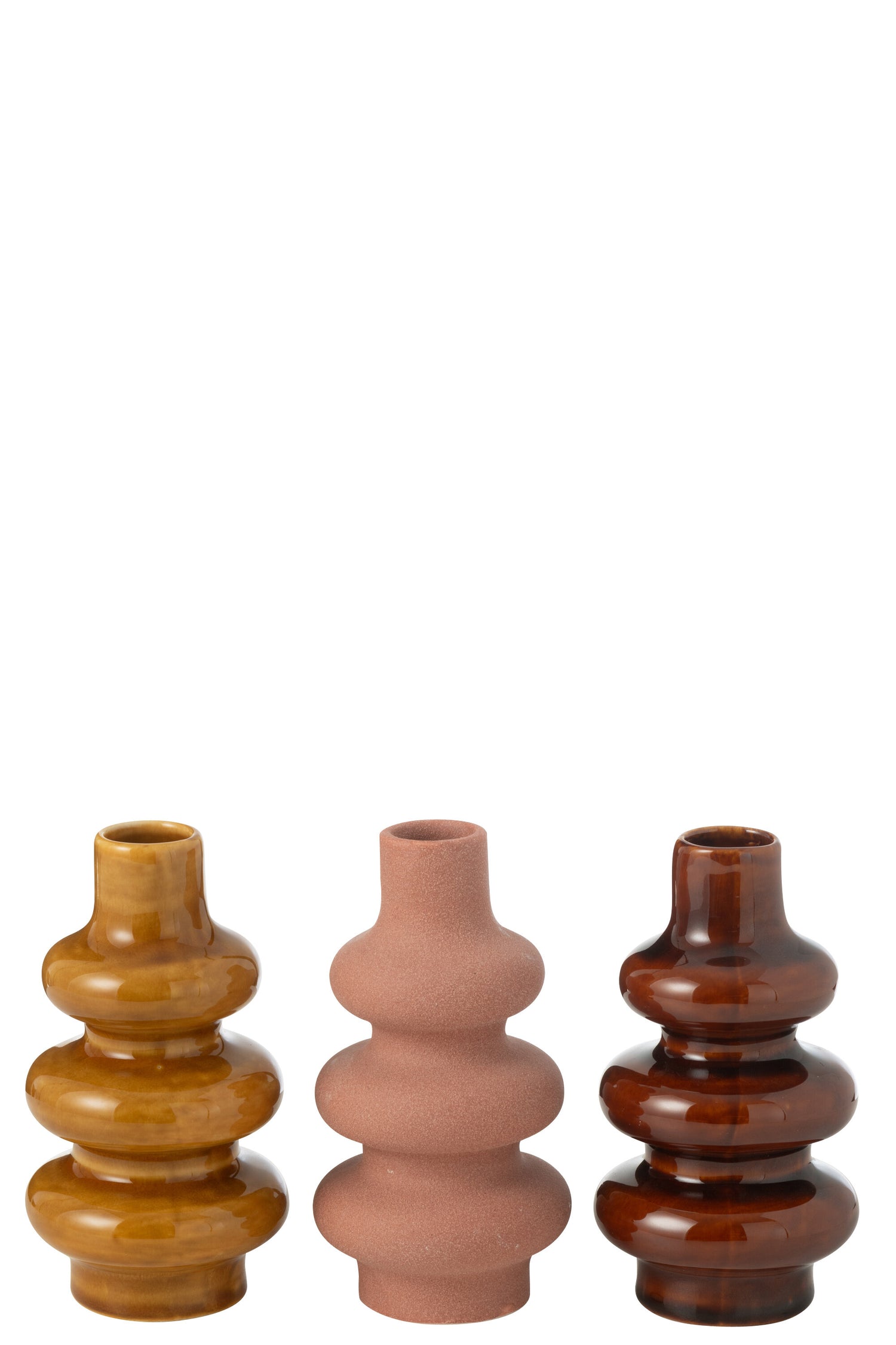 Vaas Boeien Porselein Bruin Assortiment Van 3