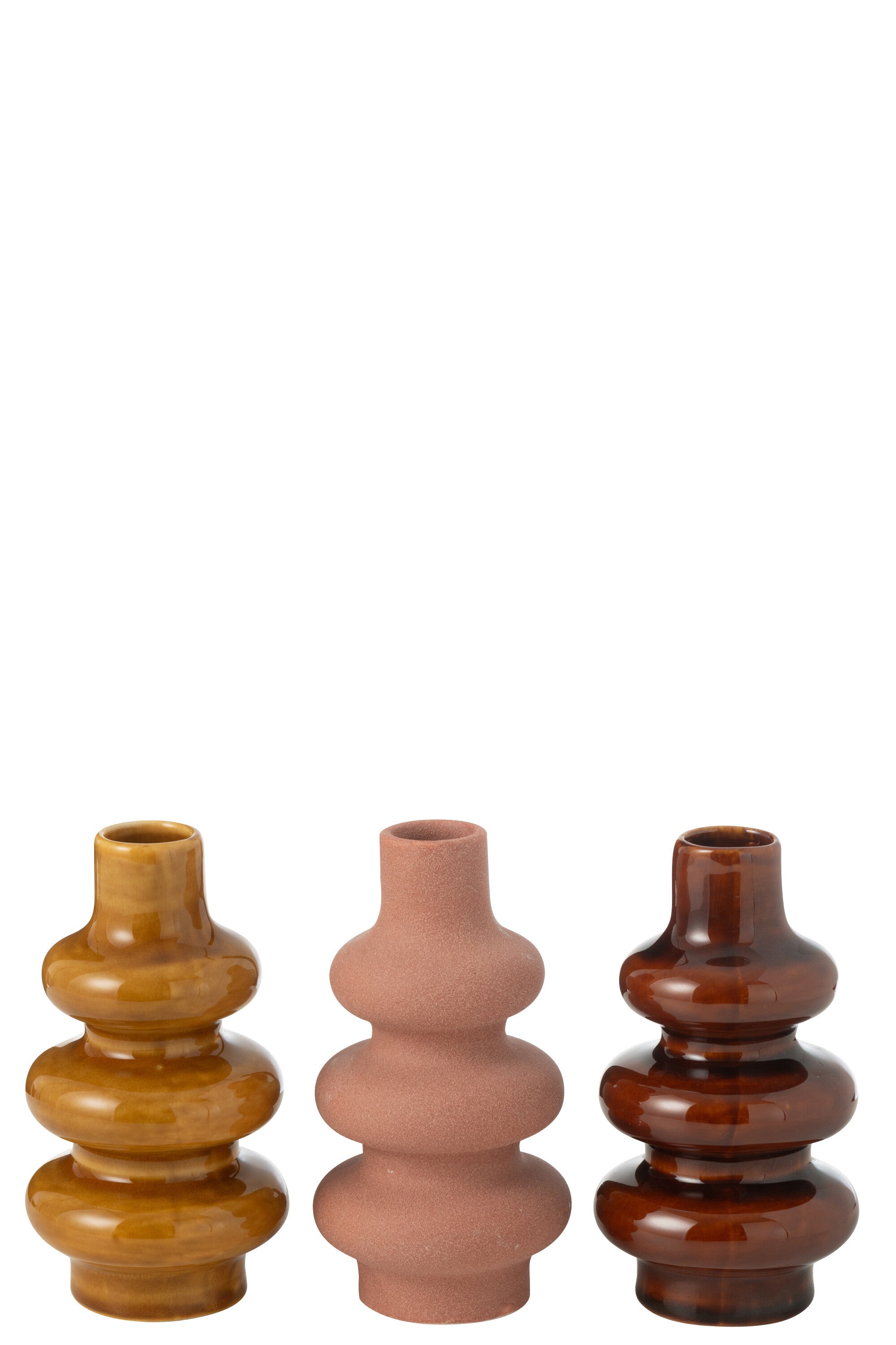 Vaas Boeien Porselein Bruin Assortiment Van 3