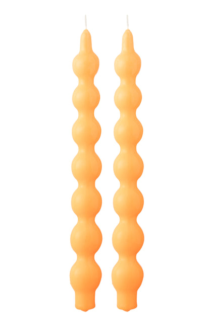Doos van 2 kaarsenpompoen Fluo Oranje-5 uur