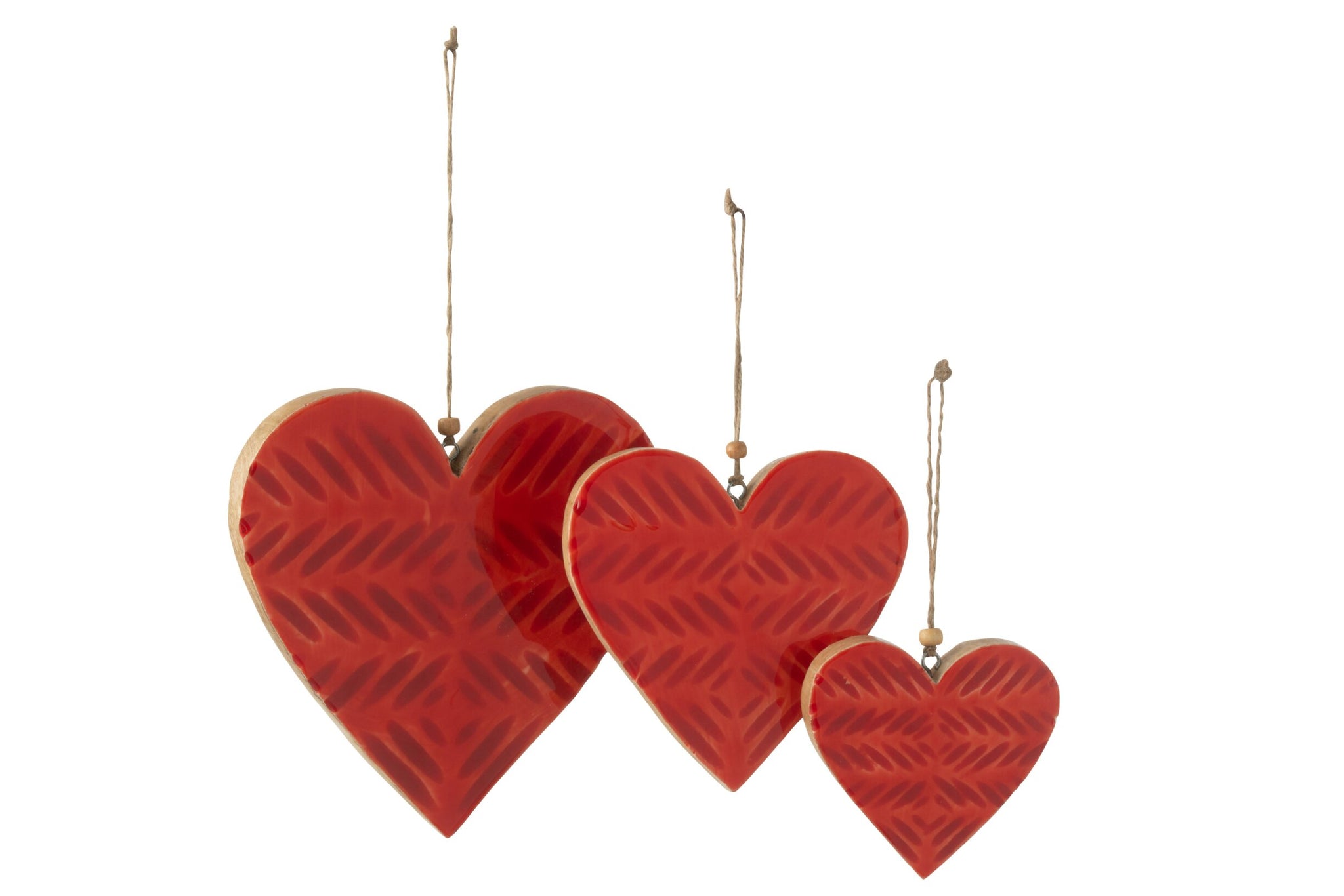 Hanger Hart Ovaal Mangohout Rood Groot