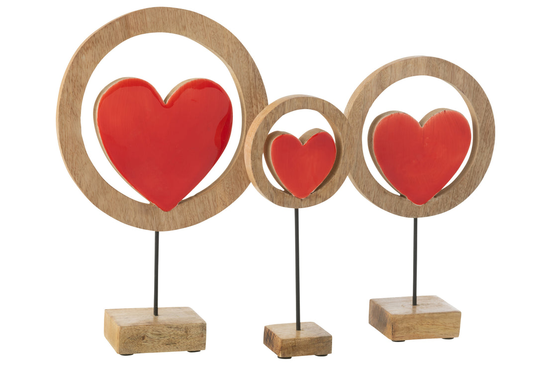 Hartcirkel op standaard mangohout rood groot