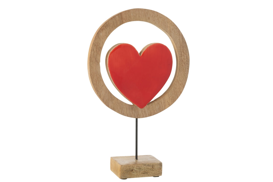 Hartcirkel op standaard mangohout rood groot