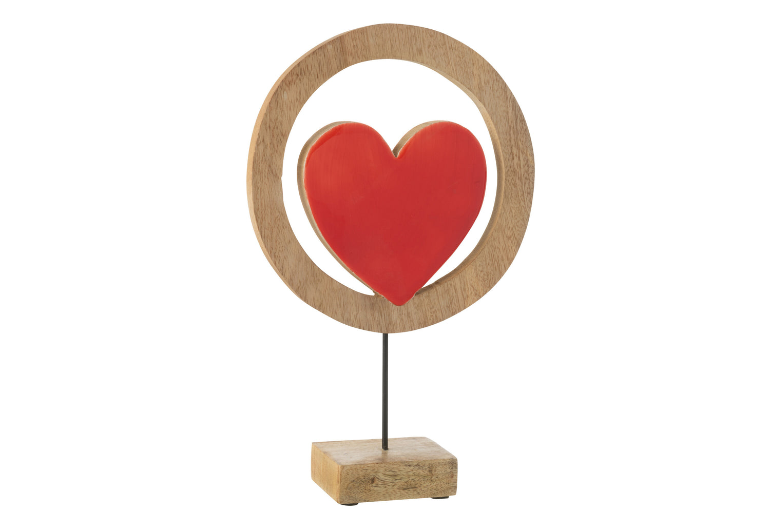 Hartcirkel op standaard mangohout rood groot