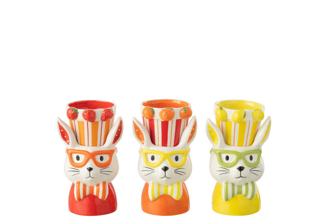 Bloempot 2 Delen Konijn Dolomiet Mix Klein Assortiment Van 3