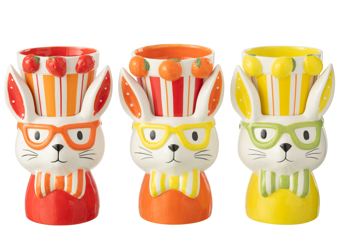 Bloempot 2 Delen Konijn Dolomiet Mix Groot Assortiment Van 3