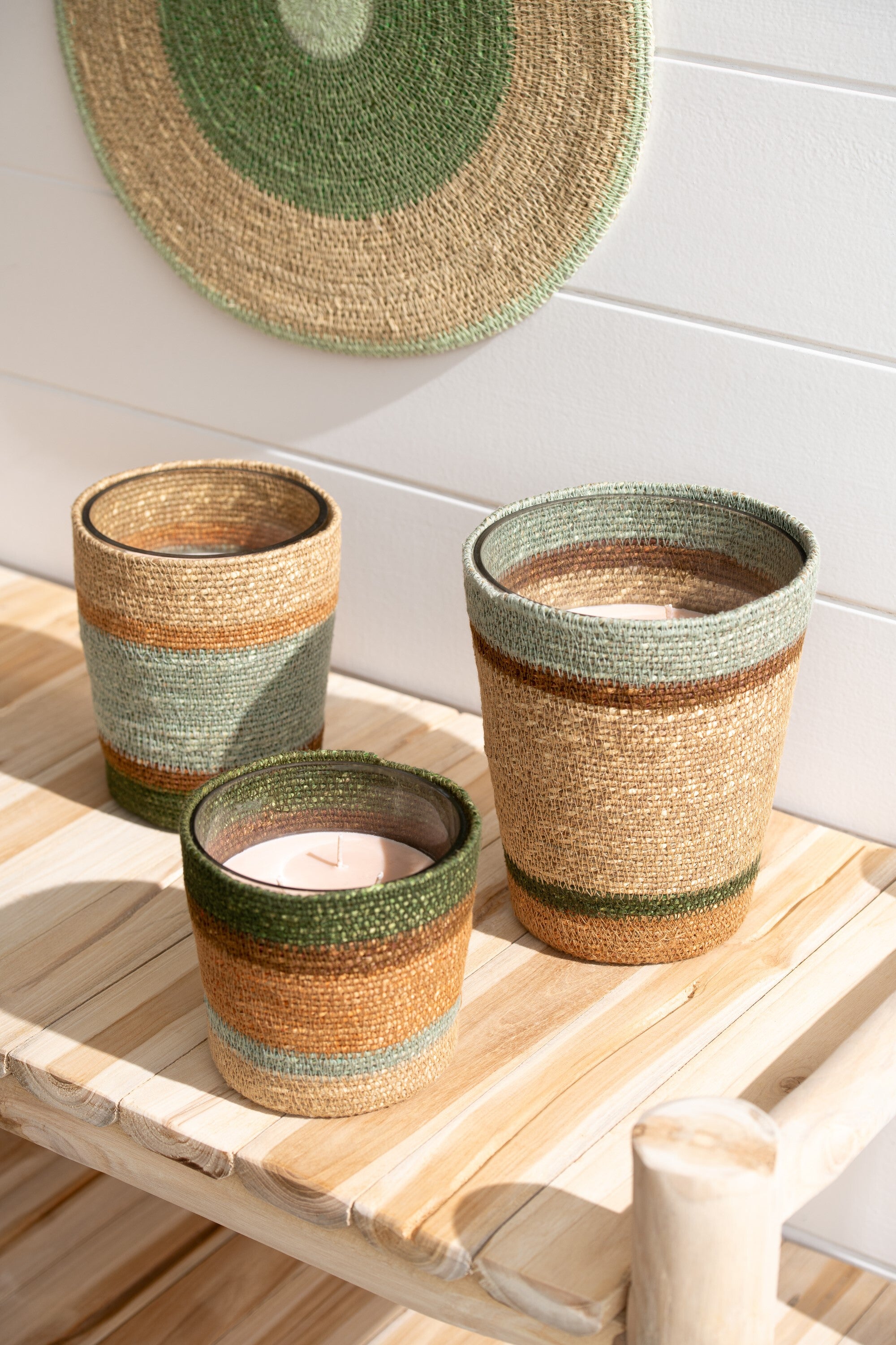 Geurkaarsmand Was Beige/Blauw Klein-45 uur