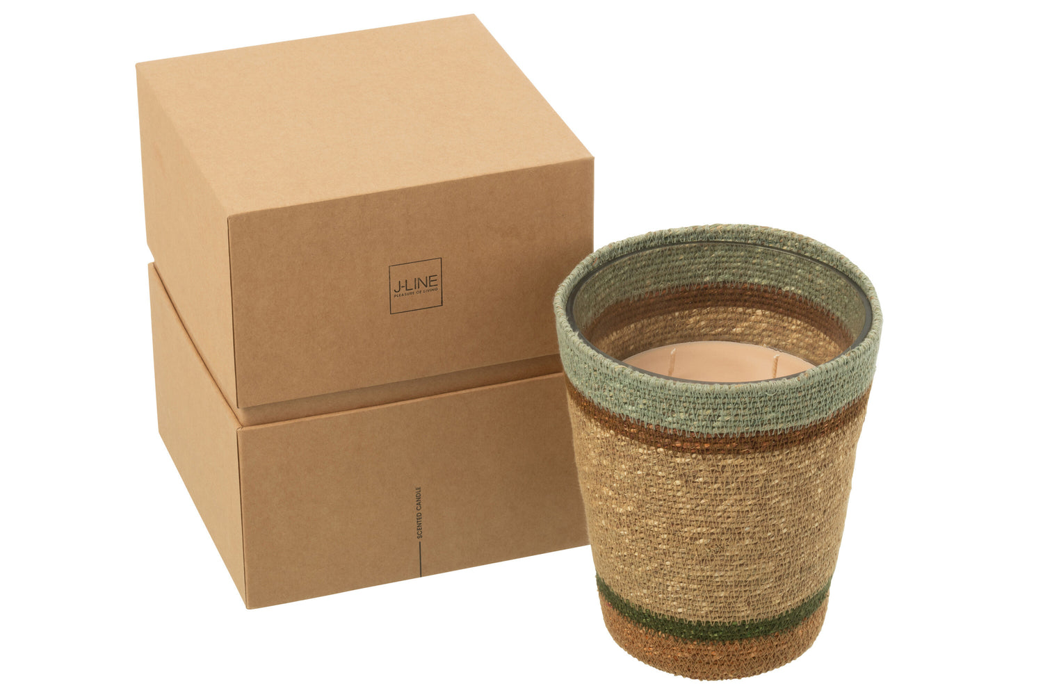 Geurkaarsmand Was Beige/Blauw Groot-75 Uur