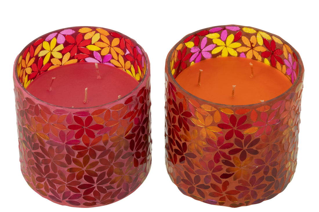 Geurkaars Bloemenmozaïek Was Medium Assortiment Van 2-45 Uur