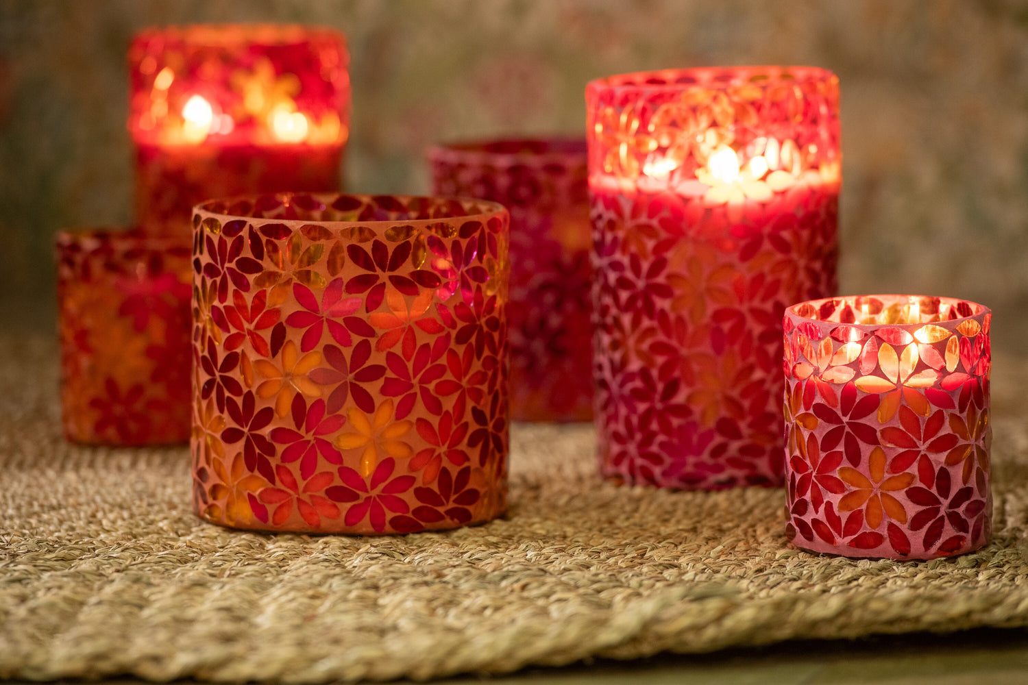 Geurkaars Bloemenmozaïek Was Groot Assortiment Van 2-55 Uur