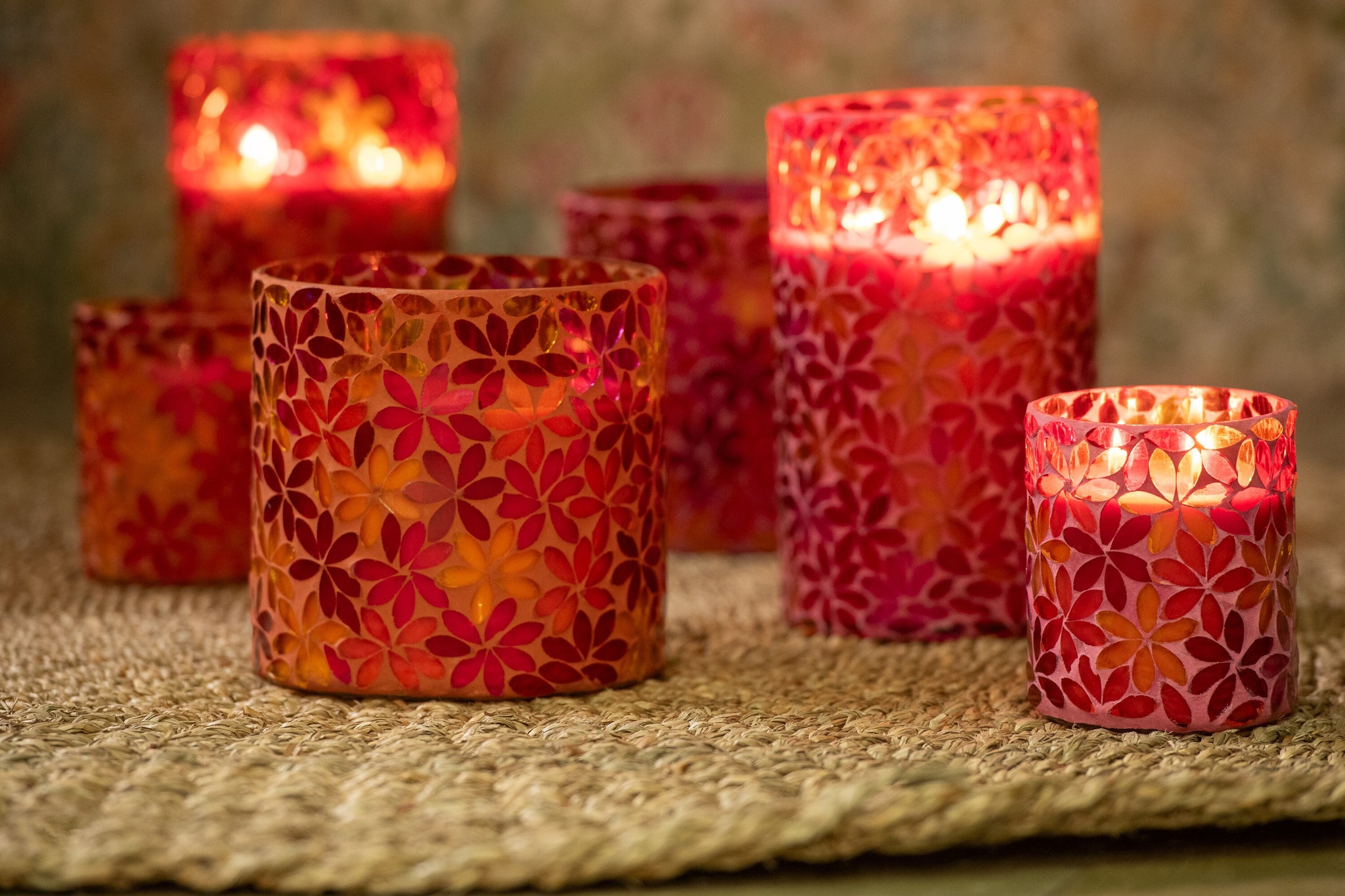 Geurkaars Bloemenmozaïek Was Groot Assortiment Van 2-55 Uur
