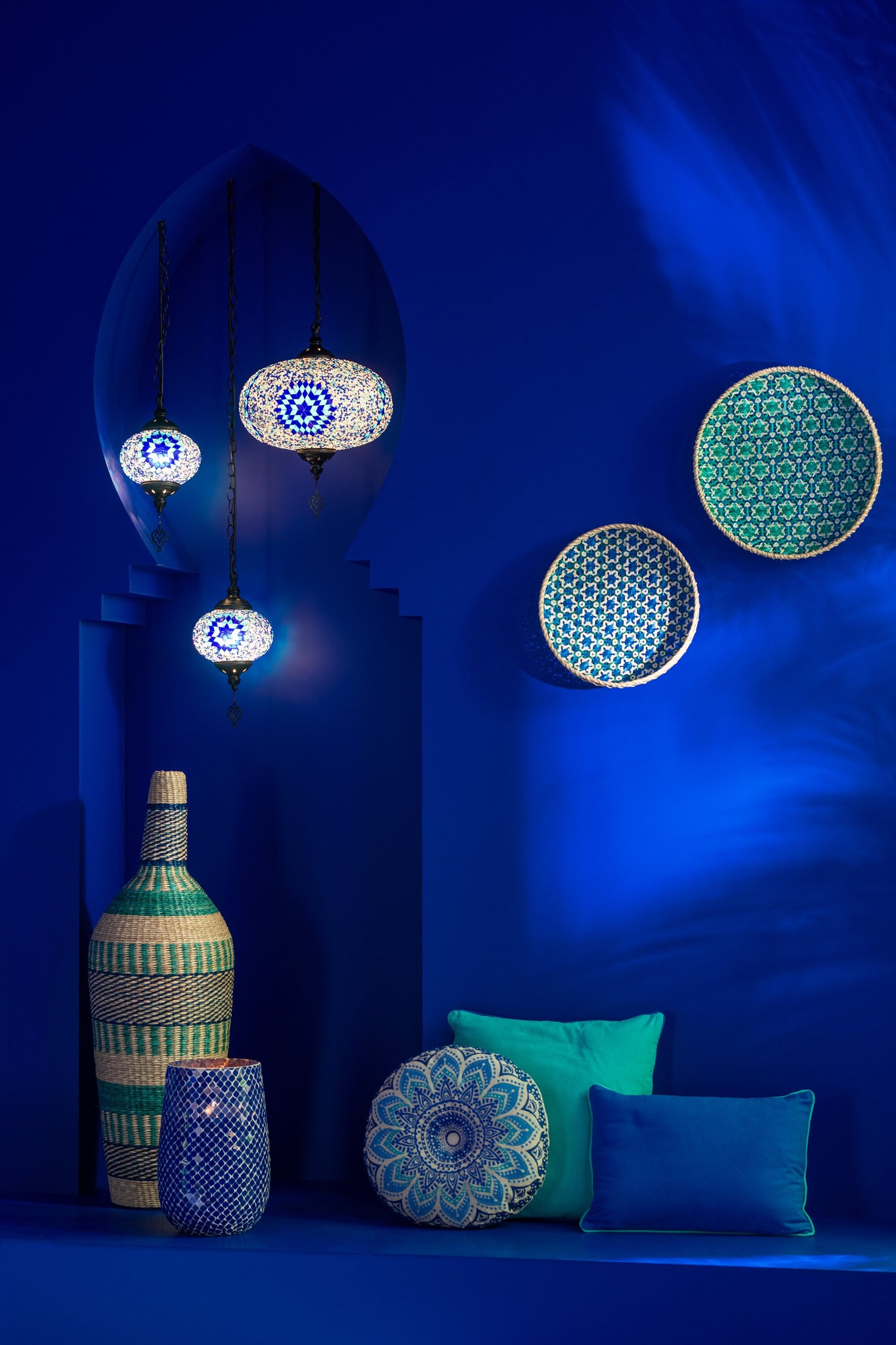 Geurkaars Mia Mosaic Blauw Groot-230H