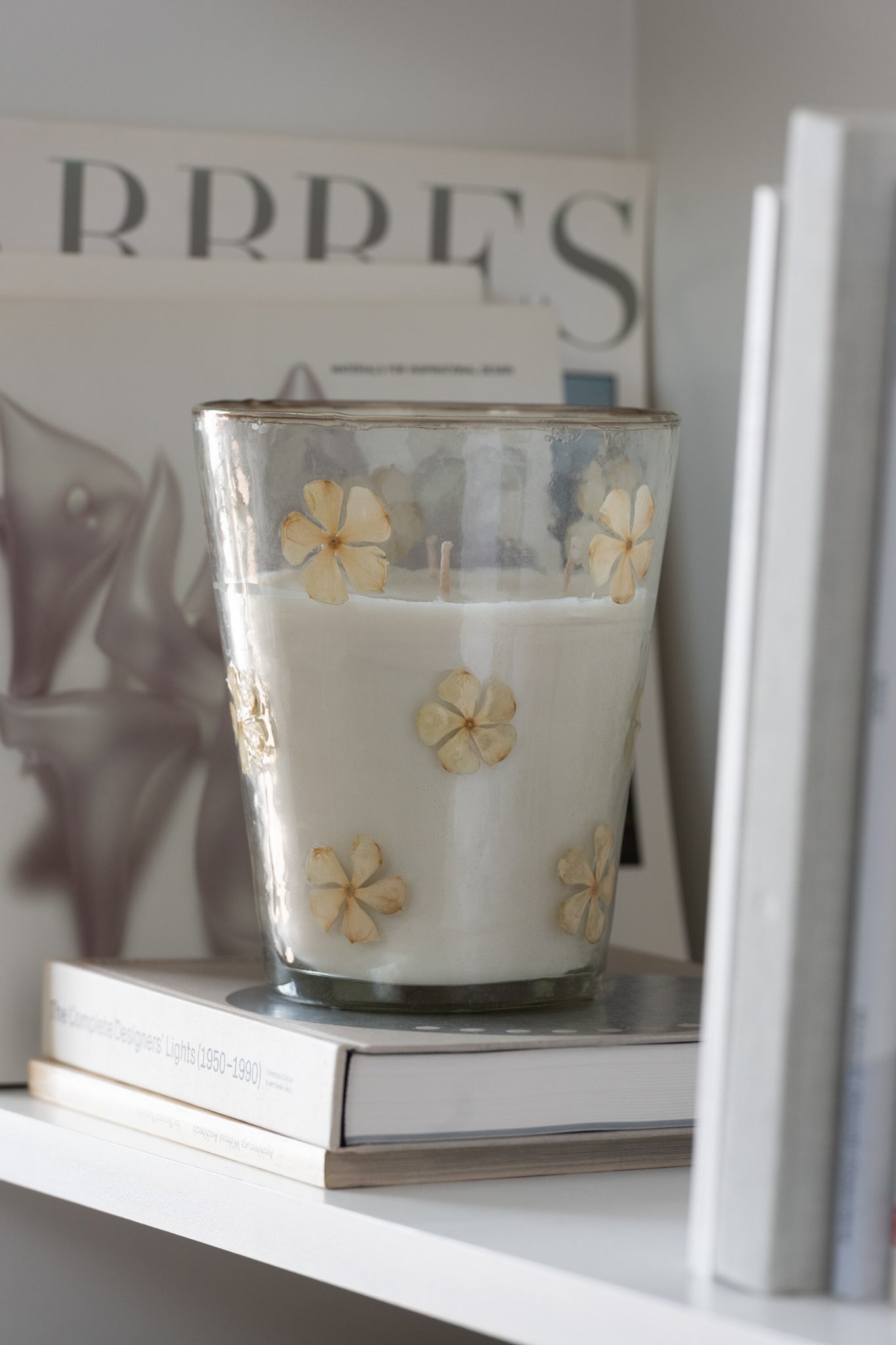 Scented Candle Flower Glass Transparent Medium-55Hours