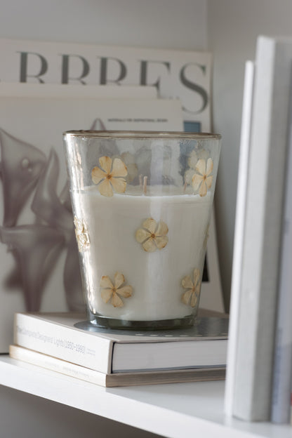 Scented Candle Flower Glass Transparent Medium-55Hours