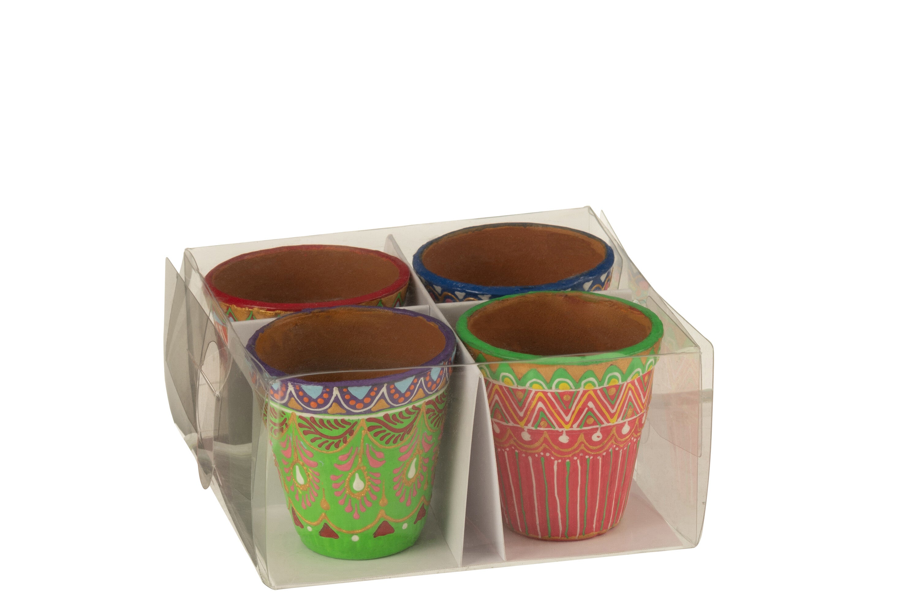 Doos van 4 Bloempot Mumbai Terracotta Mix